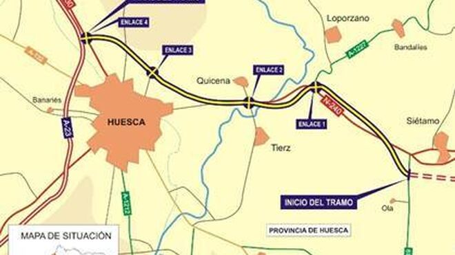 El Gobierno aprueba la modificación de las obras del tramo Siétamo-Huesca, de la A-22