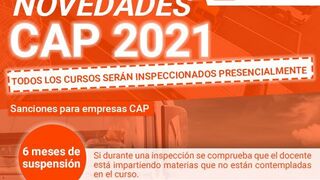 Novedades CAP 2021: inspección presencial de todos los cursos