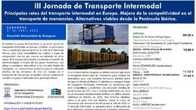 La III Jornada de Transporte Intermodal se celebra el 21 de abril en Zaragoza