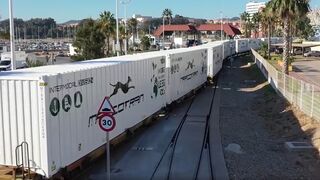 Marcotran sube sus mercancías al tren de Zaragoza a Algeciras